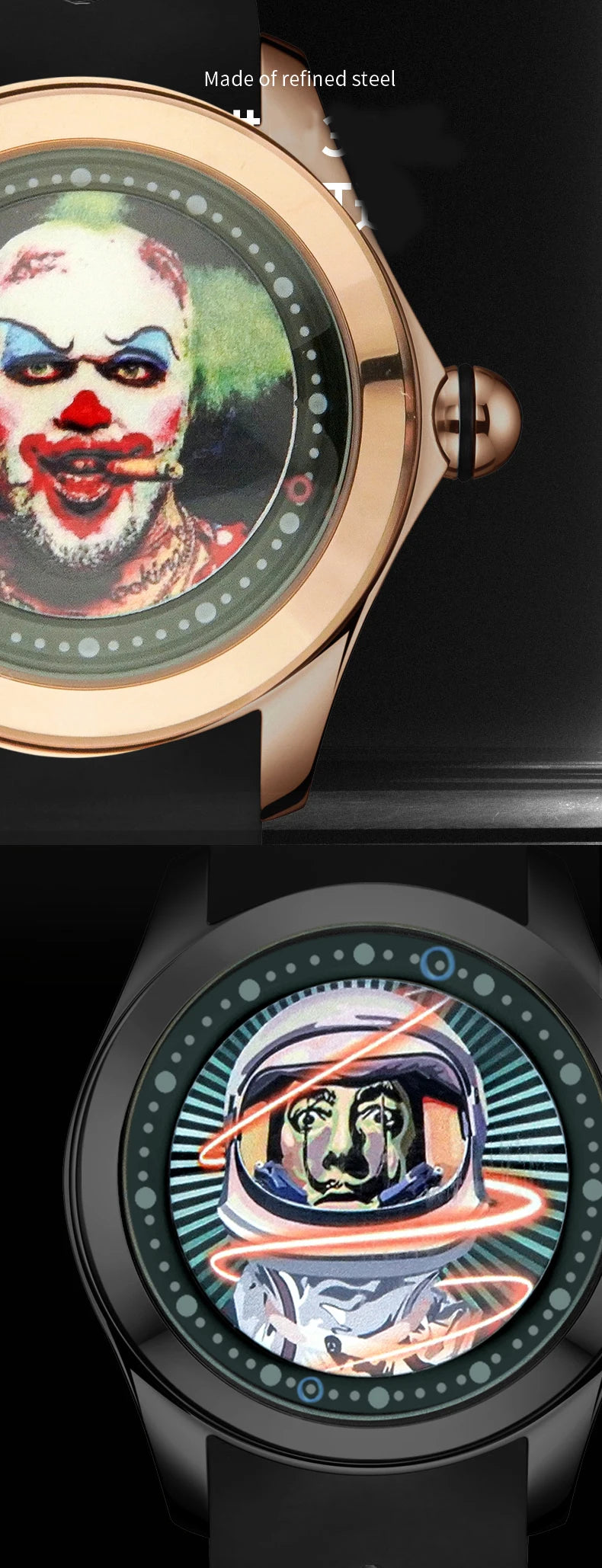 KAFYASE Fashion Earth Bubble Rubber Automatic Watches Luxury Men 46mm Mechanical Wristwatches Art Eye Ball Dial Classic Watch