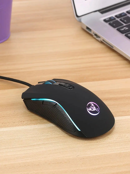 Escolha popular HXSJ A869 rato gaming com fio ótico ergonómico RGB em ABS, ajuste de resolução em 4 níveis para portátil e PC