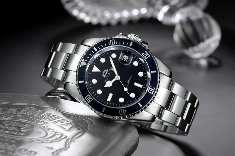 High Quality Automatic Mechanical Watch for Men Stainless Steel Red Dial Date Strong Luminous Luxury Men's Watch