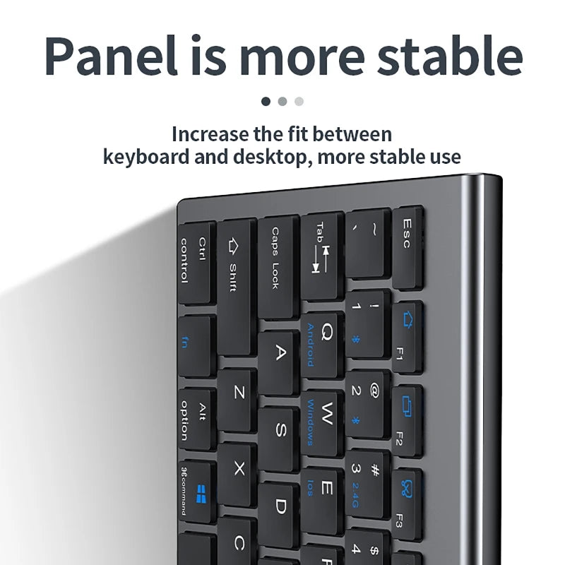 Tastiera wireless Bluetooth 5.0&3.0&2.4G FN+1/2/3 Dual-Mode 350mAh ultra sottile per laptop, PC, TV, iPad, Macbook e Android