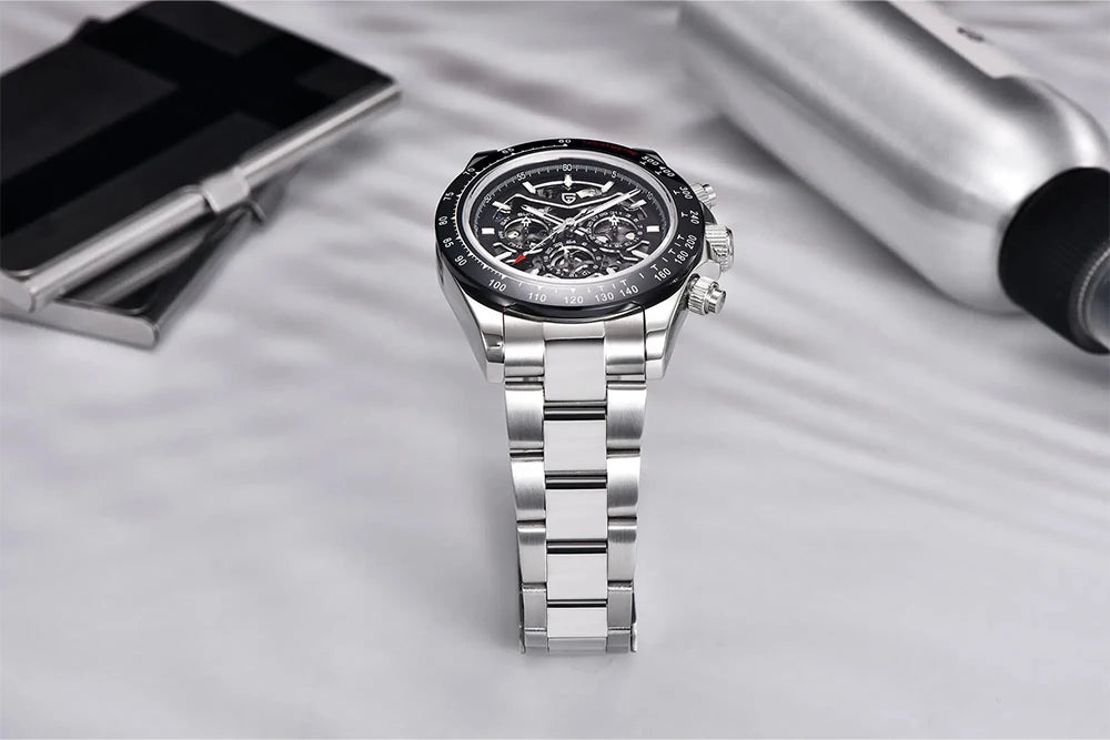Relógio Mecânico Automático PAGANI DESIGN para Homem em Aço Inoxidável, Impermeável, Desportivo 10Bar, Luxo Casual para Homem