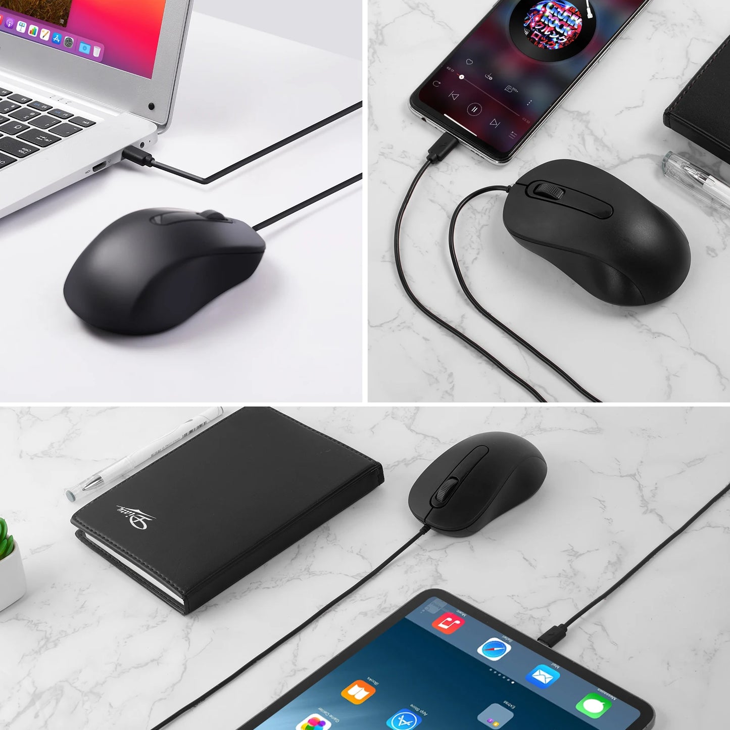 Silent 3D Mouse - Ergonomics Optical Mice 1000DPI For PC Laptop MacBook Tablet Phone, For Windows/MacOs/Android, USB-C