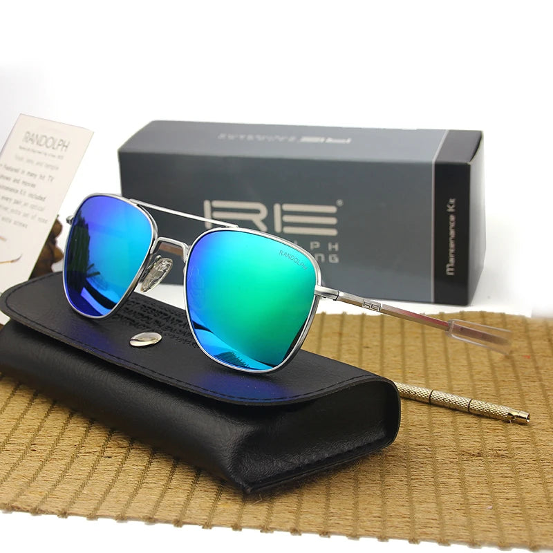 RE Sunglasses Man American Army Military Aviation Pilot Sun Glasses Glass Lens Woman Luxury Brand Vintage Metal Titanium Frame