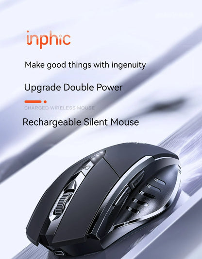Inphic F1 2.4G Bluetooth Wireless Mouse Office Silent Mouse Rechargeable 6 Efficient Buttons Gaming Mouse For Laptop Tablet PC