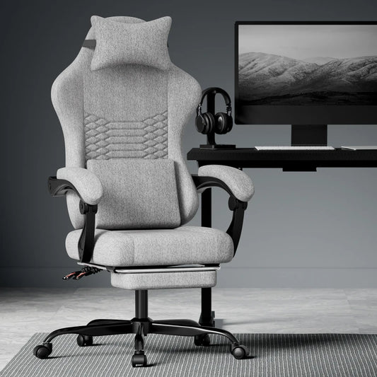 Gaming chairs, office chairs, desk chairs, and swivel chairs. Made with breathable fabric, equipped with 360° swivel casters and seats for easy movement, and featuring soft and comfortable cushions.