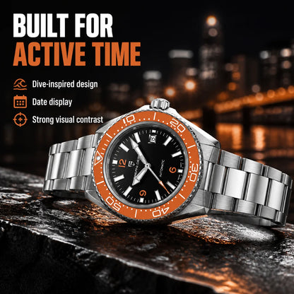 Pagani Design New Top Men's Mechanical Watch Luxury Sapphire Stainless Steel 100m Waterproof Ceramic Bezel Automatic Watch