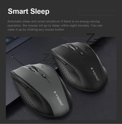 Rato E-YOOSO E-1010 USB 2.4G sem fios para gaming e escritório, 2400 DPI, ótico, ergonómico, para portátil, PC e computador