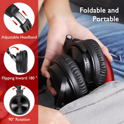 Cuffie da gaming wireless OneOdio Pro-M Bluetooth 5.2 HiFi stereo, autonomia 110H con microfono, bassi profondi, cuffie over-ear pieghevoli