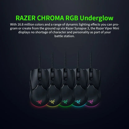 Razer NEW YEAR GIFT Presente Thunder Snake Viper Mini Rato Gaming com Cabo para Computador e Portátil Esports com Luz RGB, Rato para Mãos Pequenas