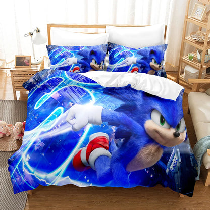 Cute Sonics Boy Bedding Set Exquisite 3D Digital Cartoon Sonics Duvet Cover Comforter Bed Youth Kids Girl Boys Gift