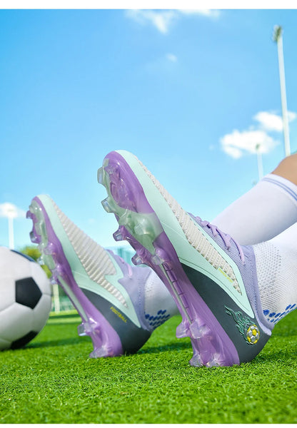 Nouvelles chaussures de football pour hommes, chaussures de sport d'extérieur, chaussures de football pour garçons, respirantes, confortables, crampons longs, chaussures d'entraînement pour adultes, antidérapantes