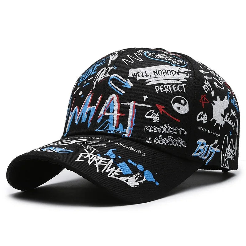 Nova moderna pamučna bejzbolska kapa s grafitima za žene i muškarce, uniseks tiskana snapback kapa, hip-hop trendi kapa za van, za muškarce i žene