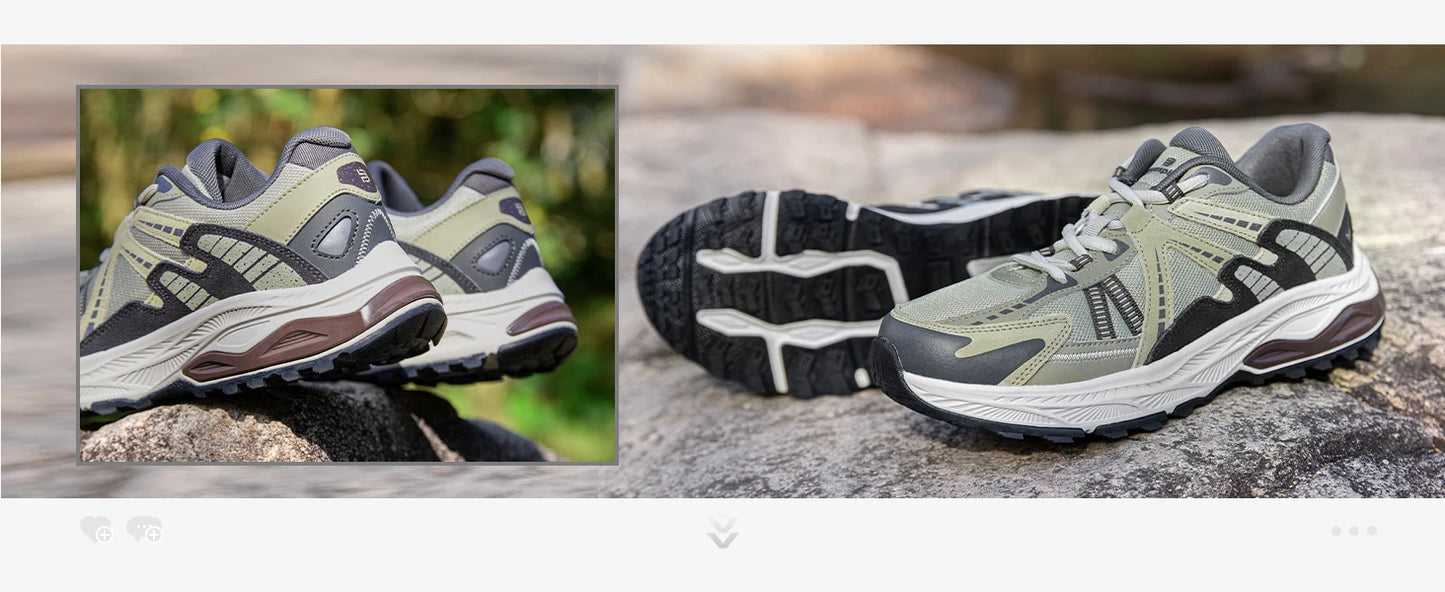 Baasploa New Men Running Shoes Outdoor Casual Lightweight Breathable Sneakers Male Cushioning Non-Slip Vintage Sports Shoes