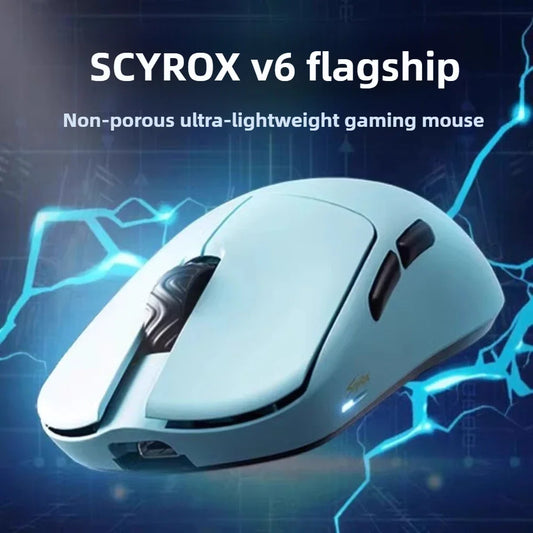SCYROX V6 Non-Porous Wireless Mouse Esports 40g 750IPS with 8K Receiver Fast Response PixArt 3950 High Quality 8KHz Web Driver