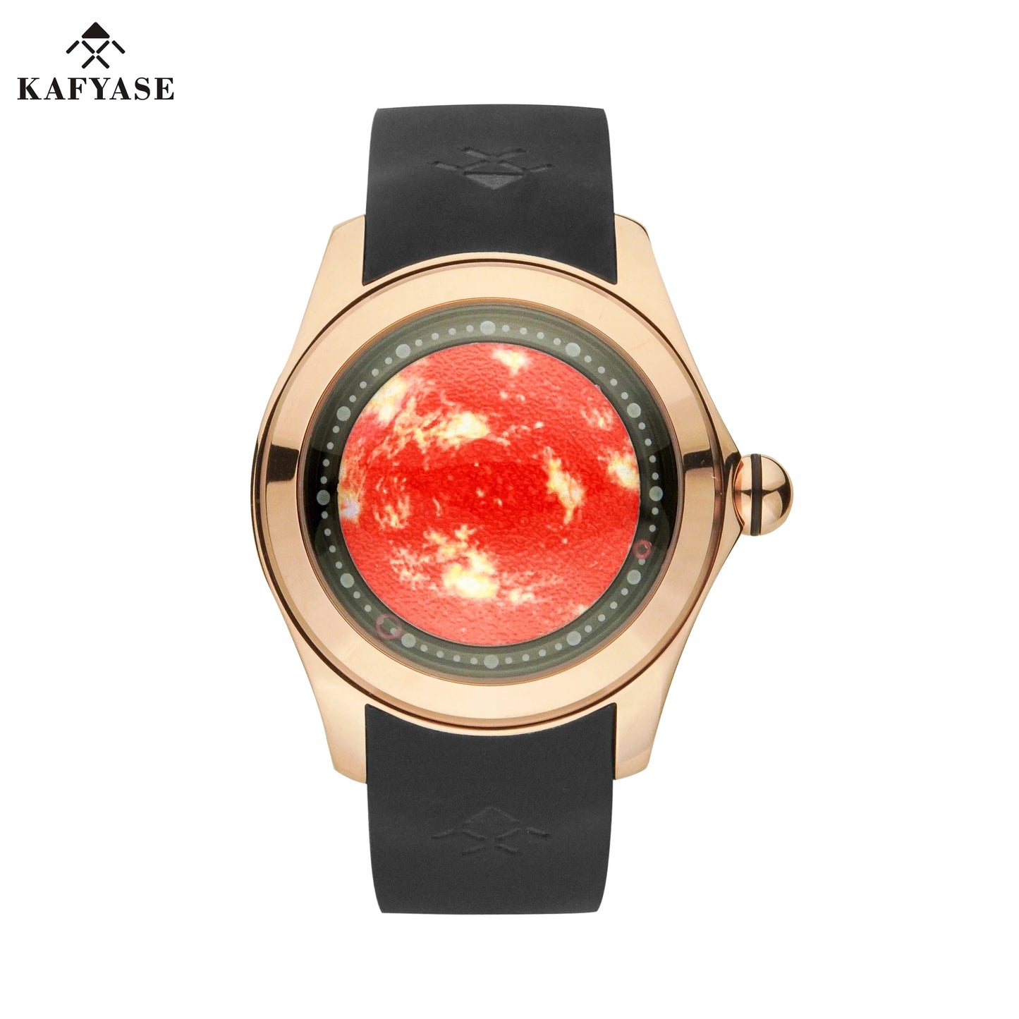 KAFYASE Fashion Earth Bubble Rubber Automatic Watches Luxury Men 46mm Mechanical Wristwatches Art Eye Ball Dial Classic Watch