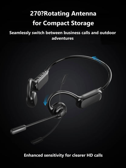 Open-Ear Bluetooth Headset with Noise-Reducing Boom Microphone – Lightweight Wireless Headphones for Office, Call Center & Truck Drivers