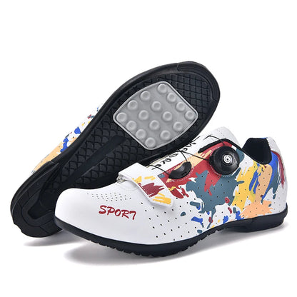 Zapatillas de ciclismo sin cierre para pedales planos, para hombre, zapatillas con calas para bicicleta, MTB, para mujer, transpirables, tipo bota para interior