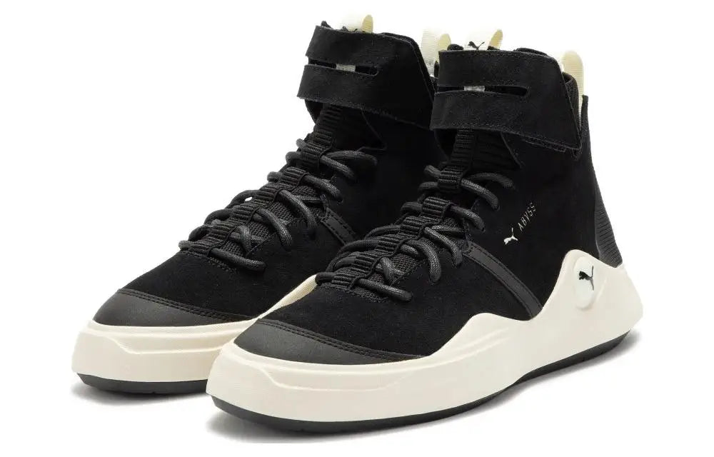 Baskets mi-hautes en cuir Puma Abyss Solstice Sd, noir et blanc, 391903-01