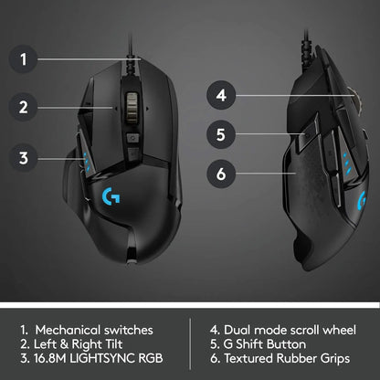 Logitech G502 HERO High Performance kabelgebundene Gaming-Maus, HERO 25K Sensor, 25,600 DPI, RGB, anpassbare Gewichte, 11 Tasten, PC/Mac-Maus