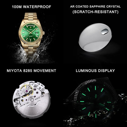 CADISEN DD40 Herrenuhr – luxuriöse Automatikuhr für Herren, AR-Saphirglas, mechanische Armbanduhr für Herren, 10Bar, MIYOTA 8285 Uhrwerk, neu 2023