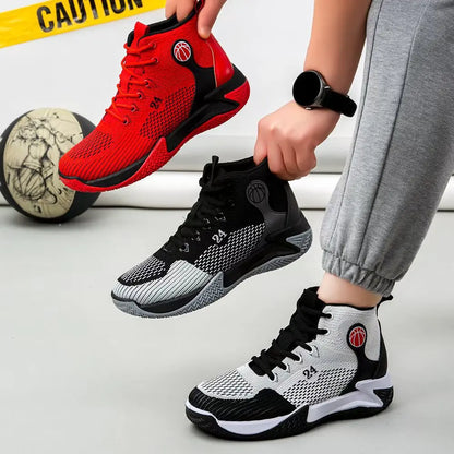 Large Size High-Top Sports Shoes Men's Casual Breathable Comfortable Thick-Soled Basketball and Running Shoes