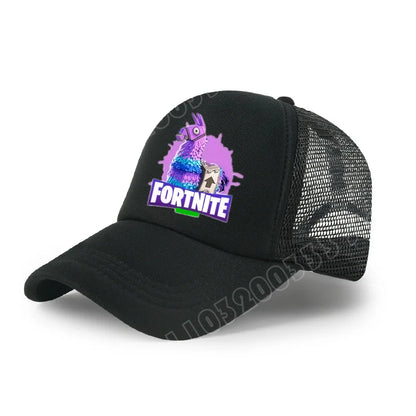Gorra de béisbol Fortnite con estampado de juego estilo cartoon para niños, gorra de malla transpirable de verano, visera ajustable, regalo de cumpleaños para niños