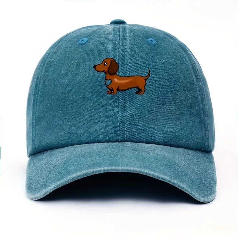 Cute Sausage Dog Pattern Printed Baseball Hat with Adjustable Snap Button Lightweight Valentine's Day Gift