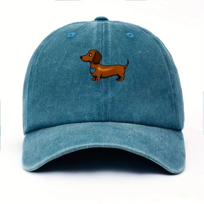 Cute Sausage Dog Pattern Printed Baseball Hat with Adjustable Snap Button Lightweight Valentine's Day Gift