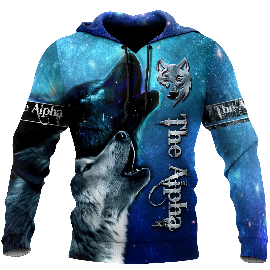 Neuer Wolf-Tattoo-Vegvisir Schwarz-Weiß 3D-Allover-Print Herren-Hoodie & Sweatshirt Unisex Casual Herbst-Trainingsanzug