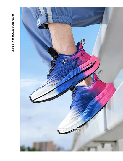 Scarpe da running da uomo con piastra in carbonio, leggere, ultra ammortizzate, traspiranti, da maratona, con assorbimento degli urti e supporto, sneaker sportiva comoda da donna