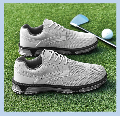 LiXingMing Golf Shoes Men Gray Large Size Up to 48# Breathable Cleats Golf Sport Shoes Teenager Training Golf Coach Sneakers