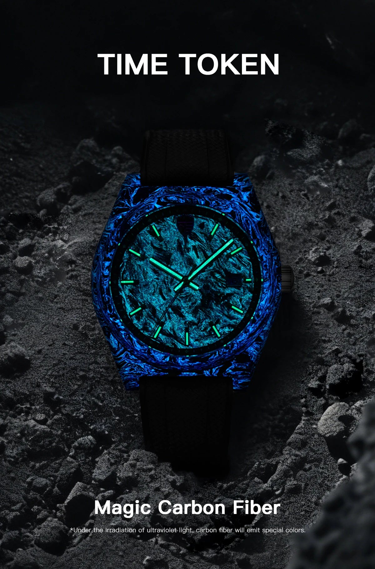 Orologio automatico luminoso in fibra di carbonio da 40mm, di lusso, impermeabile 100m, orologio subacqueo automatico da uomo con movimento Japan Miyota 8215