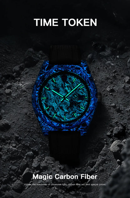 Orologio automatico luminoso in fibra di carbonio da 40mm, di lusso, impermeabile 100m, orologio subacqueo automatico da uomo con movimento Japan Miyota 8215