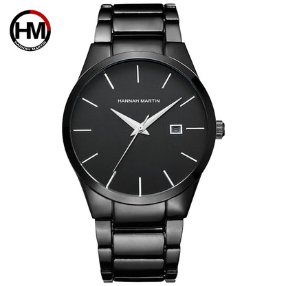 Reloj para hombre Hannah Martin, caja de acero inoxidable, mecanismo de cuarzo, esfera de 41 mm, estilo profesional, con indicador de calendario (imitación)