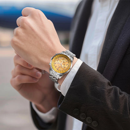Pánske hodinky BERNY Aviation – kremeňový chronograf s dátumom, zafírovým sklom a ultra-luminiscenčným povlakom – elegantné hodinky luxusnej značky