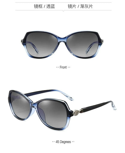 -75 -100 +125 Women Sunglasses Polarized Myopia Elegant Diamond-Embedded Frame Small Sunset Sunglasses Hyperopia Customization
