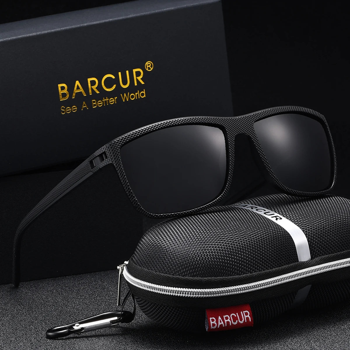 BARCUR Brand Classic Men Sunglasses Comfort Durable PC Rectangular Frame TAC Lens Versatile Age Polarized Sunglasses