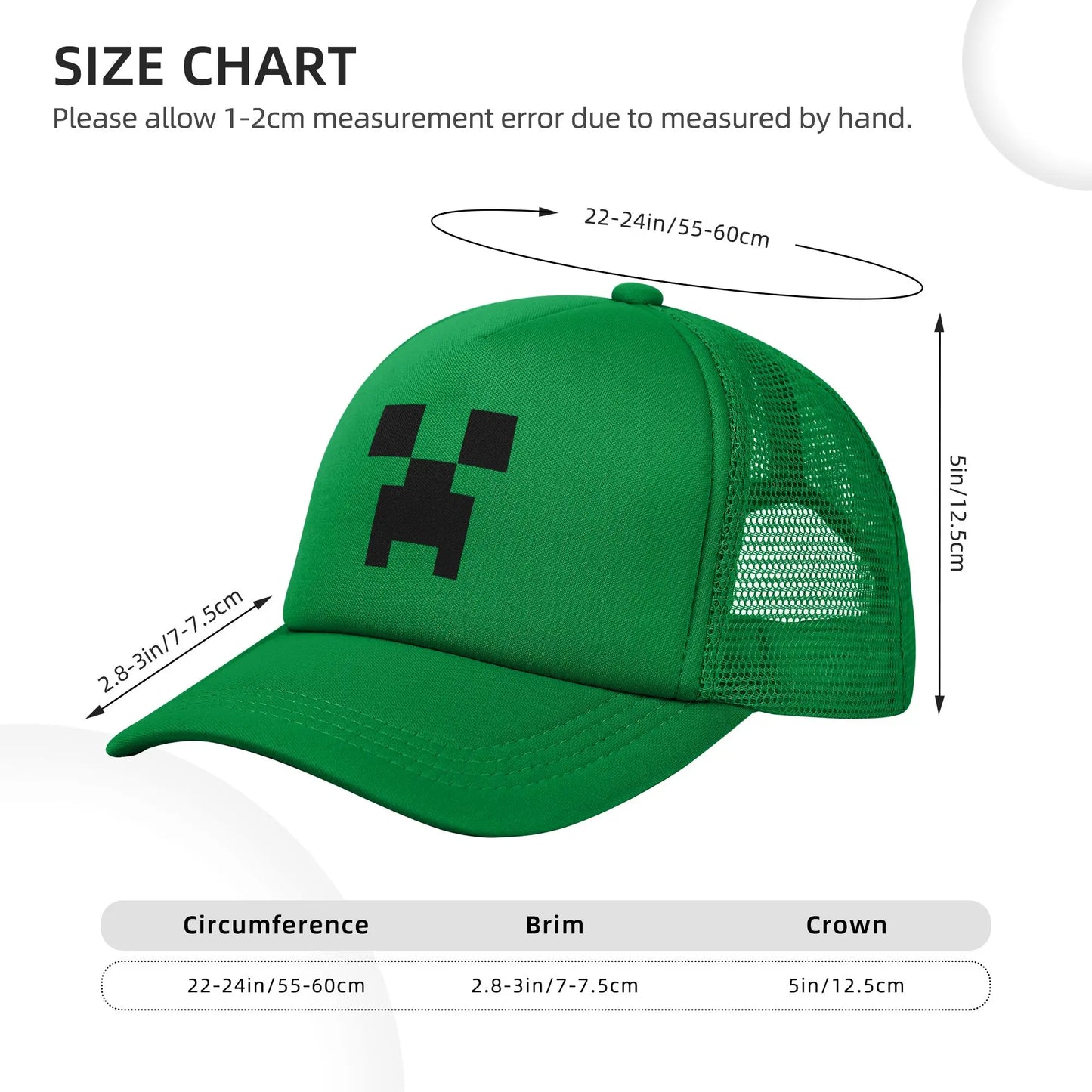 Adult Creepers Big Face Videogame  Trucker Cap Mesh Baseball Cap Polyester Hat Sun Hat Adjustable Racing Cap Summer