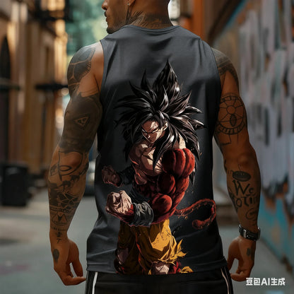 Son Goku Anime Dragon Ball Super Saiyan Harajuku Spring Summer Tank Top Casual Sports Fitness Pure Cotton Sleeveless Shirt Y2K