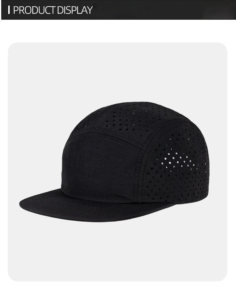 Quick-Dry 5 Panel Running Cap Laser Cut Perforated Breathable Sport Hat Ultra-Lightweight Soft Top Baseball Cap for Men Women