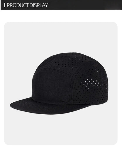 Quick-Dry 5 Panel Running Cap Laser Cut Perforated Breathable Sport Hat Ultra-Lightweight Soft Top Baseball Cap for Men Women