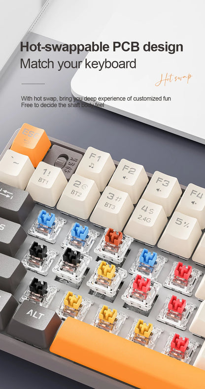 SMAILWOLF MK87 Bluetooth kabellose mechanische Tastatur, E-Sports-Gaming, Full-Key-Hot-Plug, Custom-Tastatur