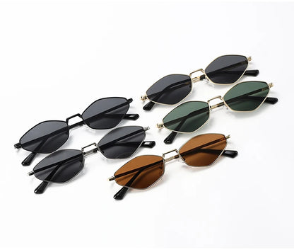 Fashion Female Small Frame Polygon Sunglasses Women Brand Designer Metal Frame Eyeglasses UV400 Protection Shades Oculos