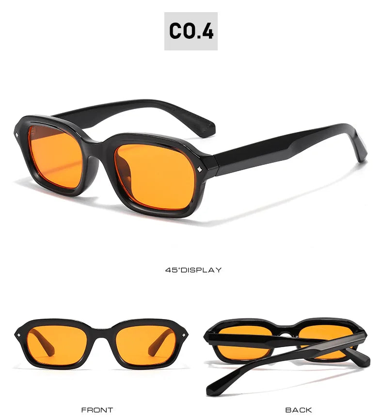 BOYSEEN Beach Sunglasses Man Summer Orange Sun Glasses UV400  Narrow frame square punk sunglasses show