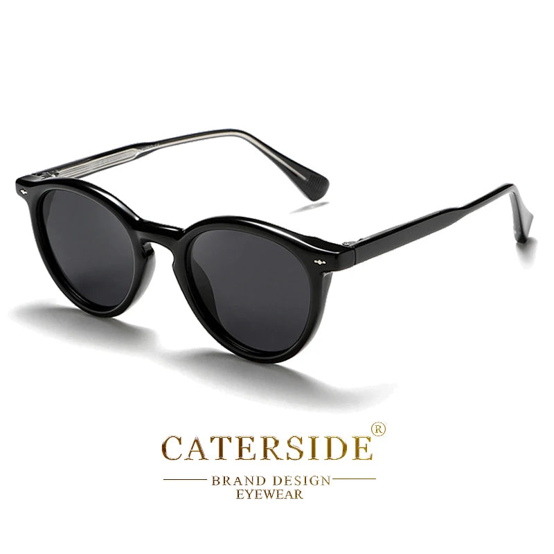 CATERSIDE Round Polarized Sunglasses Men Propionic High Quality Sun Glasses Women Punk Outdoor Driving Fishing Eyewear UV400