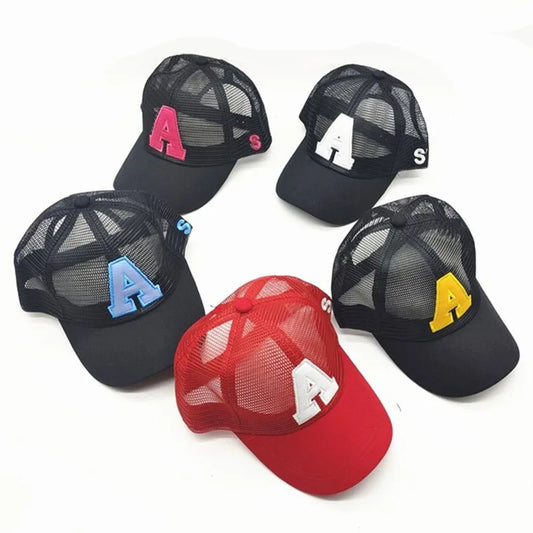Summer autumn Kid Boy Cartoon Letter Embroidered Baseabll Caps Children Girls Outdoor Leisure Mesh Sport hats