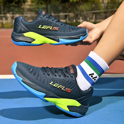 Men Women's Large Sizes Breathable Tennis Shoes Blue and Gray Gym Walking Badminton Sneakers