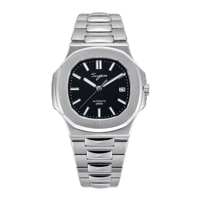 Sugess Herrenuhr, automatische mechanische Armbanduhr, Miyota 9015 Uhrwerk, MOP-Zifferblatt, Leuchtfunktion, wasserdicht bis 5bar, Luxus-Armband S466