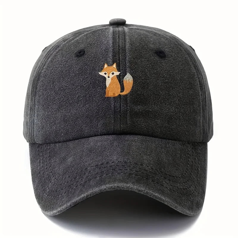 Boné de baseball estampado com padrão de raposa adorável para moda casual do dia a dia, chapéu versátil para deslocações urbanas, adequado para homem e mulher