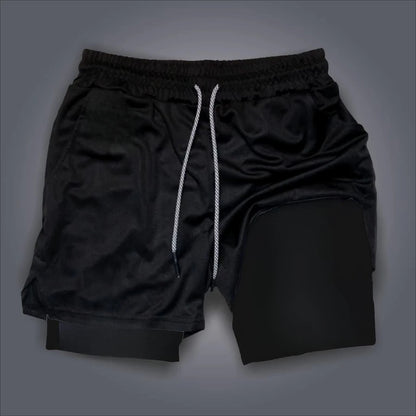 2026 Men's Shorts Double Layer 2-in-1 Dragon Ball Z Anime Graphic Print Streetwear Casual Summer Elastic Fitness Sports Pants